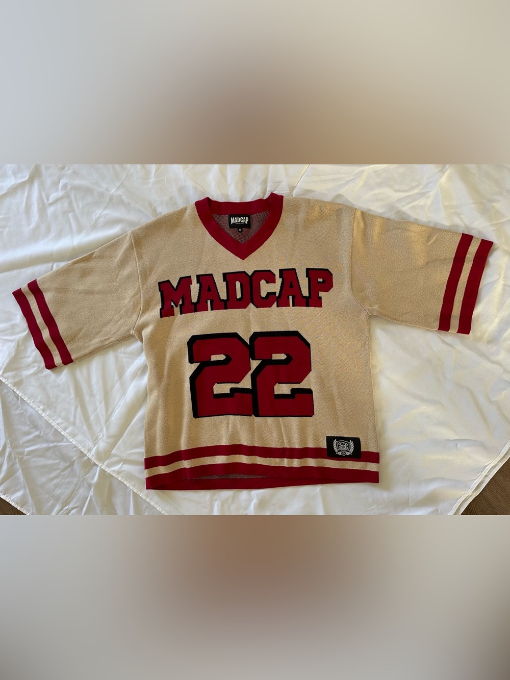 MADKAP reintro Beige and Red Crewneck Sweater - 22 Graphic authentic